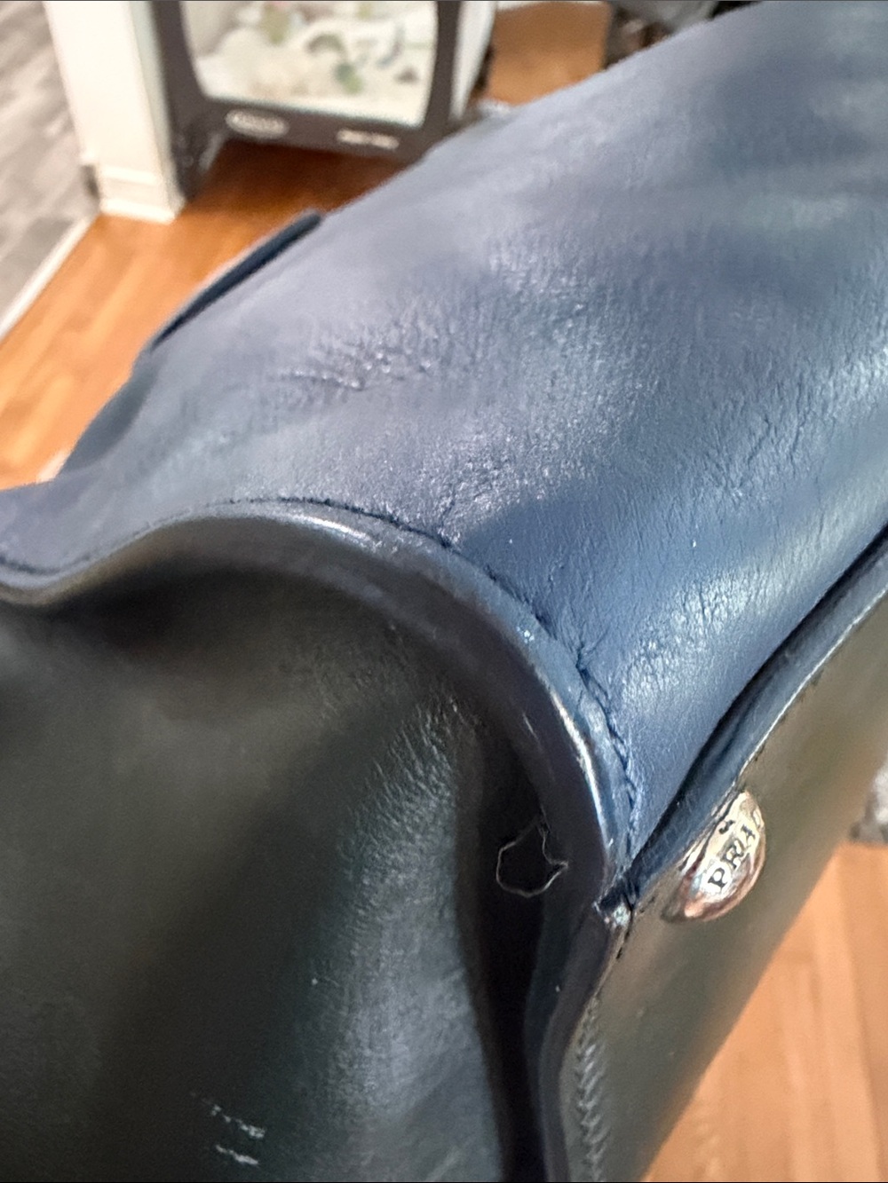 Prada NAVY CITY TWIN ZIPPER Blue and Black Leather - Picture 16 of 16